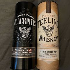 Empty Teelings Irish whiskey box tube tin