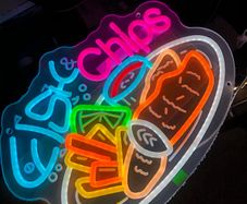 Large Fish and Chips Take Away  Neon LED Sign Business House Garage