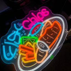 Large Fish and Chips Take Away  Neon LED Sign Business House Garage