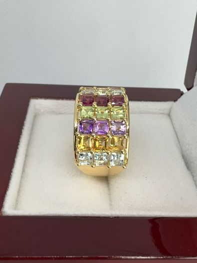 Silver Multi-Gemstone Statement Ring Harry Ivens
