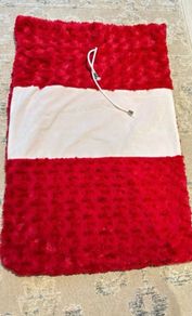 Medium Red Santa Sack with Drawstring, Plush Rose Fur, 46 x 71cm, Christmas Gift Bag