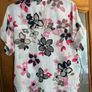 White floral pure linen short sleeve blouse size UK16 EU44 Postage included Image 5
