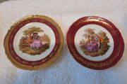 Limoges small plates red and gold