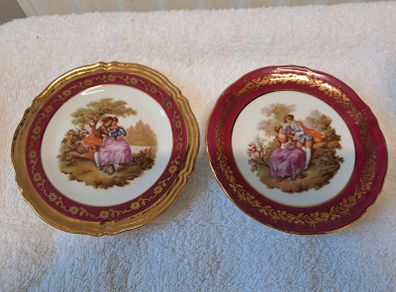 Limoges small plates red and gold