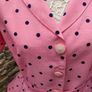 Vintage 1980s 50s style Pink Navy polkadot peplum dress Size M Postage included Image 7