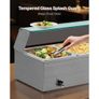 New Commercial Food Warmer, 1500W Electric Stainless Steel Steam Food Warmer with Glass Cover, 3-Pan Countertop Buffet Bain Marie with Soup & Perforated Ladles, for Catering, Restaurant & Party Image 7