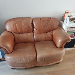 Brown Leather 2 seater Sofa