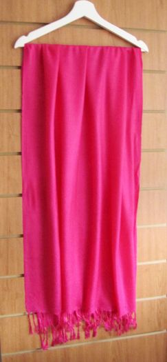 Hot Pink Trend Fuchsia textured Pure Block Colour Scarf Shall With Tassels Ends