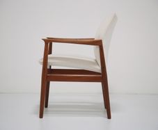 Vintage Danish Teak and White Boucle Armchair by Grete Jalk, 1960s.