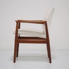 Vintage Danish Teak and White Boucle Armchair by Grete Jalk, 1960s.