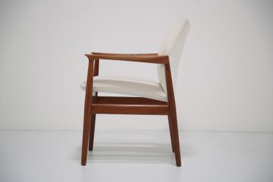 Vintage Danish Teak and White Boucle Armchair by Grete Jalk, 1960s.