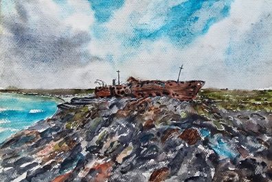 shipwrecked watercolour