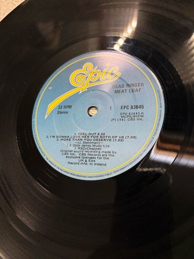 Meatloaf vinyl lp. Irish pressing