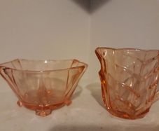 Coloured Glass Creamer & Sugar Bowl