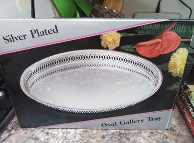 Silver Plated Ovel Gallery Tray