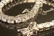 Rhodium Plated Sterling Silver 13 carat Moissanite Tennis Bracelet