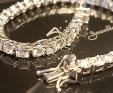 Rhodium Plated Sterling Silver 13 carat Moissanite Tennis Bracelet
