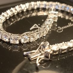 Rhodium Plated Sterling Silver 13 carat Moissanite Tennis Bracelet
