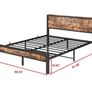 King Size Bed Frame with Storage Wooden Headboard, Metal Bed Frame Kingsize Bed Base/Mattress Foundation, Enhanced Support Noise Free, Textured Black+Brown Oak Image 8