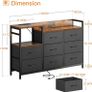 Chest of Drawers Bedroom, Contains 2 USB & 2 AC Ports Sockets, Storage Dresser with 8 Fabric Drawers Suitable for Bedrooms, Living Rooms, Retro Color Image 6