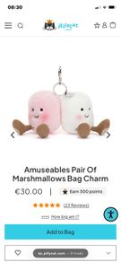 New JELLYCAT Amuseables Pair of Marshmallows Bag Charm