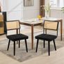Dining Room Chairs, Set of 2, Upholstered Chairs with Faux Leather Seat, Breathable Rattan Backrest, Adjustable Feet and Sturdy Solid Wood Legs, Kitchen Chairs up to 150 kg, for Dining Room, Living Image 8