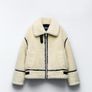 zara faux fur biker jacket Image 2