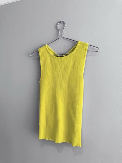 Pre Owned Zara Lime Green Ribbed Knit Tank Top