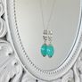 Newbridge Silverware Long Aqua Pendant Necklace + Original Box Image 4