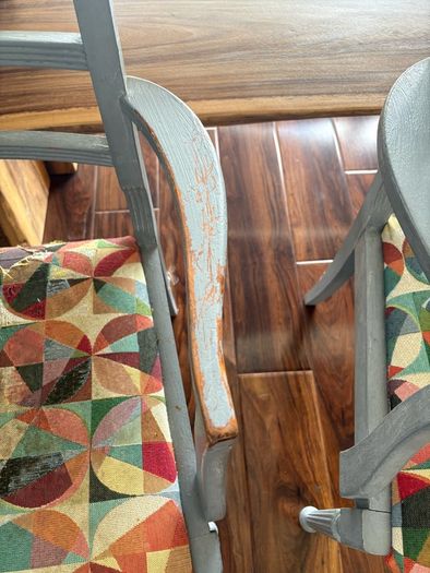 Grey wooden chairs