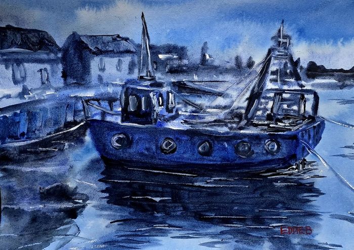 skerries blue day watercolour