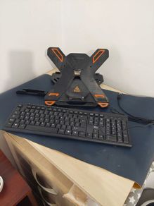 Keyboard, laptop holder and desk matt