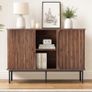 Sideboard Buffet Cabinet Storage with Sliding Door Cupboard, Walnut Image 6