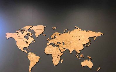 2D Classic Version Map of The World Country Borders and Names