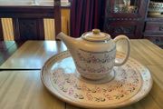 Nicholas Mosse new Lavender limited edition from Washington Creek .  A round platter 13 inches in diameter and a tea pot