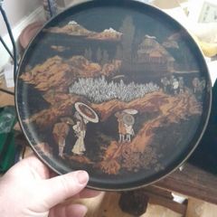 old oriental paper mache tray