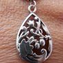 Vintage Sterling Silver 925 Bold, dramatic , silver, onyx, jasper necklace "NIGHT FIRE" 11,2g L-11" Image 9