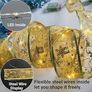 Christmas Tree Lights, Gold 6m Christmas Tree Ribbon String Fairy Lights for Tree Christmas Decorations, Battery Warm White 60 LED Ribbon Christmas Lights Indoor for Xmas Tree Decorations Image 5