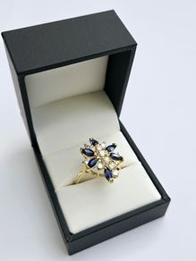 14ct Yellow Gold Sapphire & Diamond Cocktail Ring