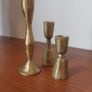 Fabulous Set of Three Jahi Brushed Gold Brass Candlesticks/Candleholders by the Ethical Lifestyle Brand Nkuku, Brand New with Tags Image 2