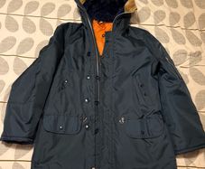 Vintage Mod Snorkel Parka Jacket - Heavy Duty Navy / Orange Quilted Lining (Made in England)