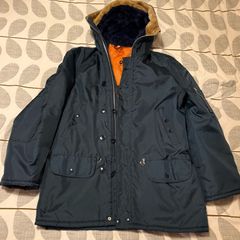 Vintage Mod Snorkel Parka Jacket - Heavy Duty Navy / Orange Quilted Lining (Made in England)