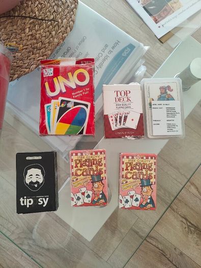 QUICK SALE (Moving out SALE): Party Games & Playing Cards Bundle - Tipsy Tower, UNO, and More