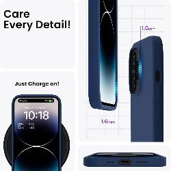 Liquid Silicone Case For Apple iPhone 14 Pro Luxury Thin Phone Cover Blue