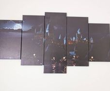 Harry Potter Hogwarts Castle 5-Piece Split Canvas Wall Art Set (Excellent / Ready to Hang)