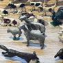 Vintage Lead Metal Farm Bundle Animals, People & Equipment Image 4