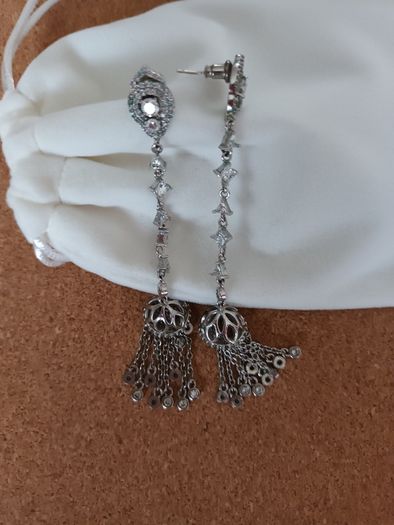 Long drop tassel earrings