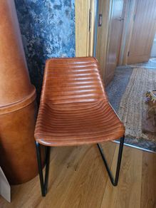Chair, Analine Leather, ribbed effect