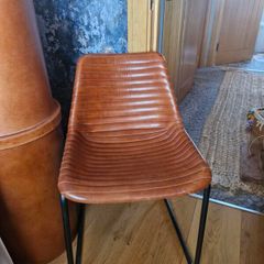 Chair, Analine Leather, ribbed effect