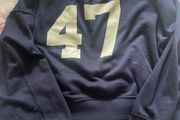 Navy sports jumper with number
